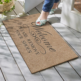 Close-up of Lzuso doormat stitching and braided edges for durability.