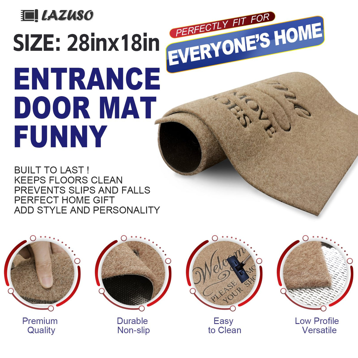 Lzuso durable doormat designed for high-traffic indoor and outdoor use.