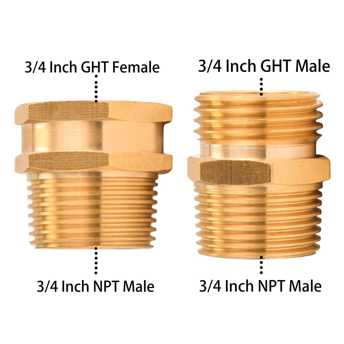 M MINGLE 3/4 GHT to 3/4 NPT male adapter enabling versatile hose fittings.