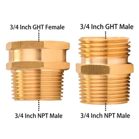 M MINGLE 3/4 GHT to 3/4 NPT male adapter enabling versatile hose fittings.
