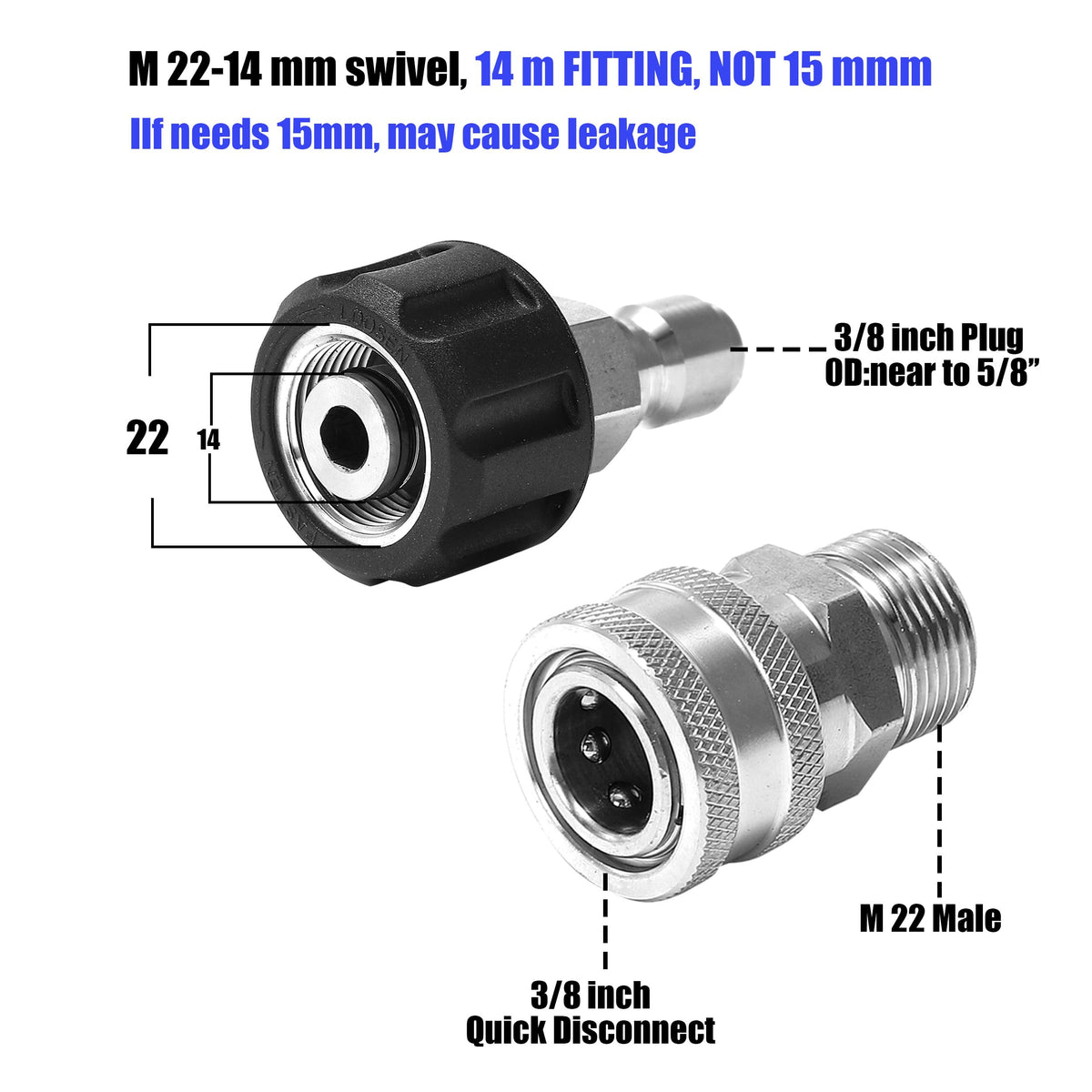 M MINGLE adapter set M22-14 female and 3/8 socket demonstrating secure fit