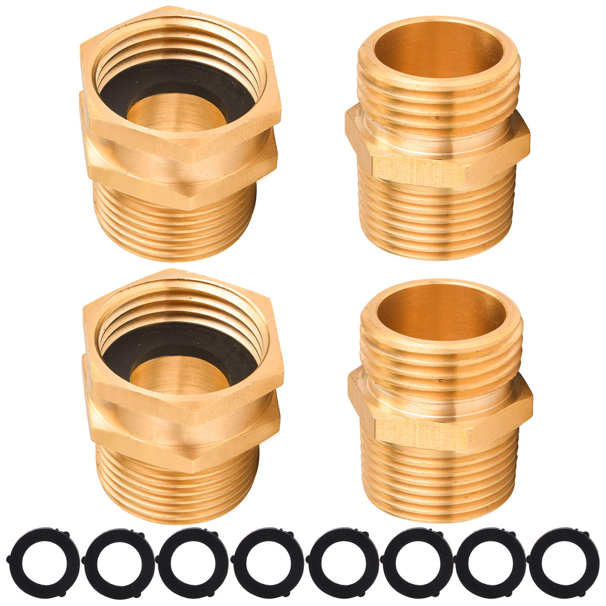 M MINGLE brass garden hose adapter emphasizing durable, leak-free connection for outdoor watering.
