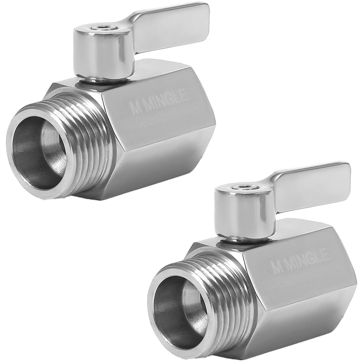 M MINGLE garden hose shut-off valve in heavy-duty 304 stainless steel for lasting durability