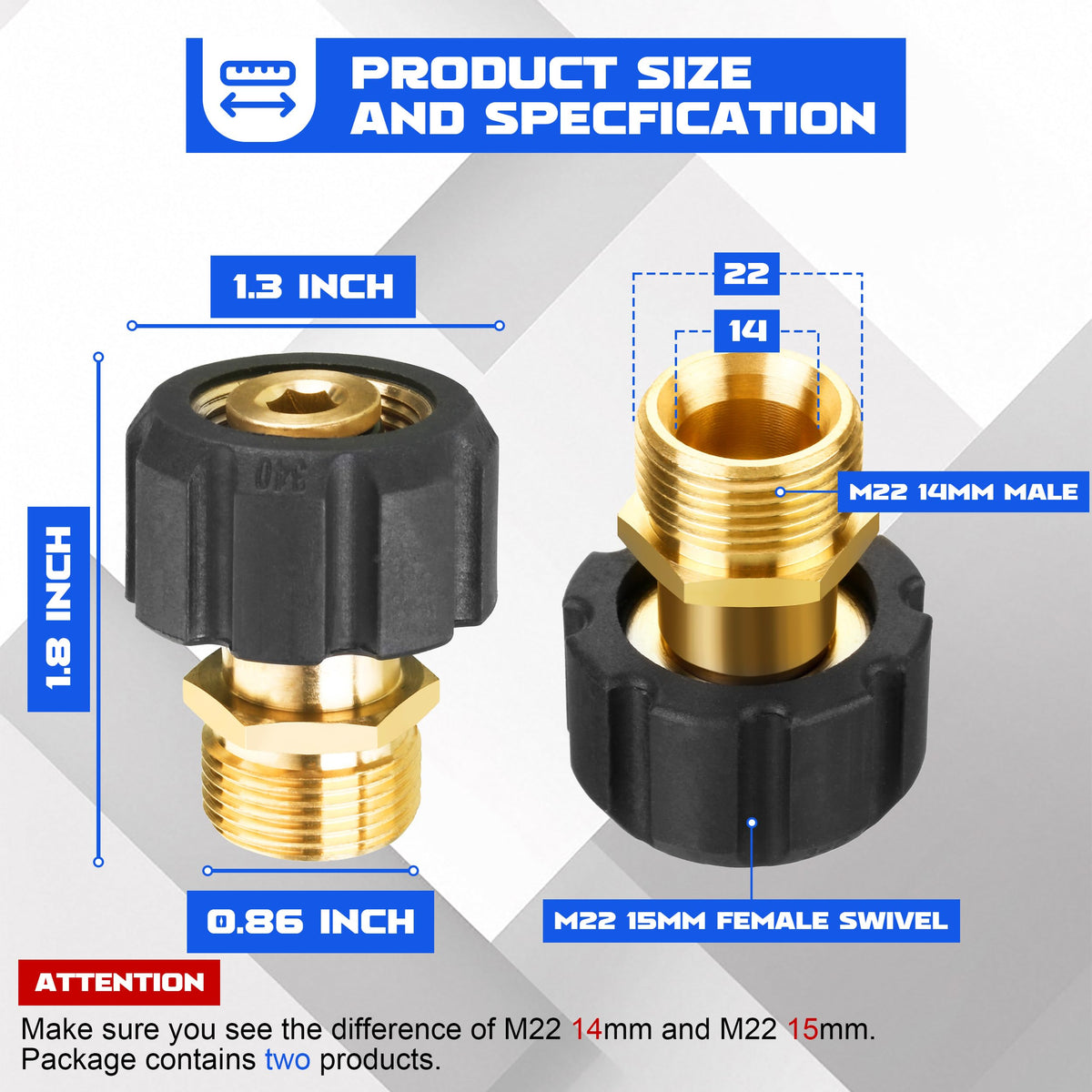 M MINGLE heavy-duty brass body for reliable high-pressure connections.