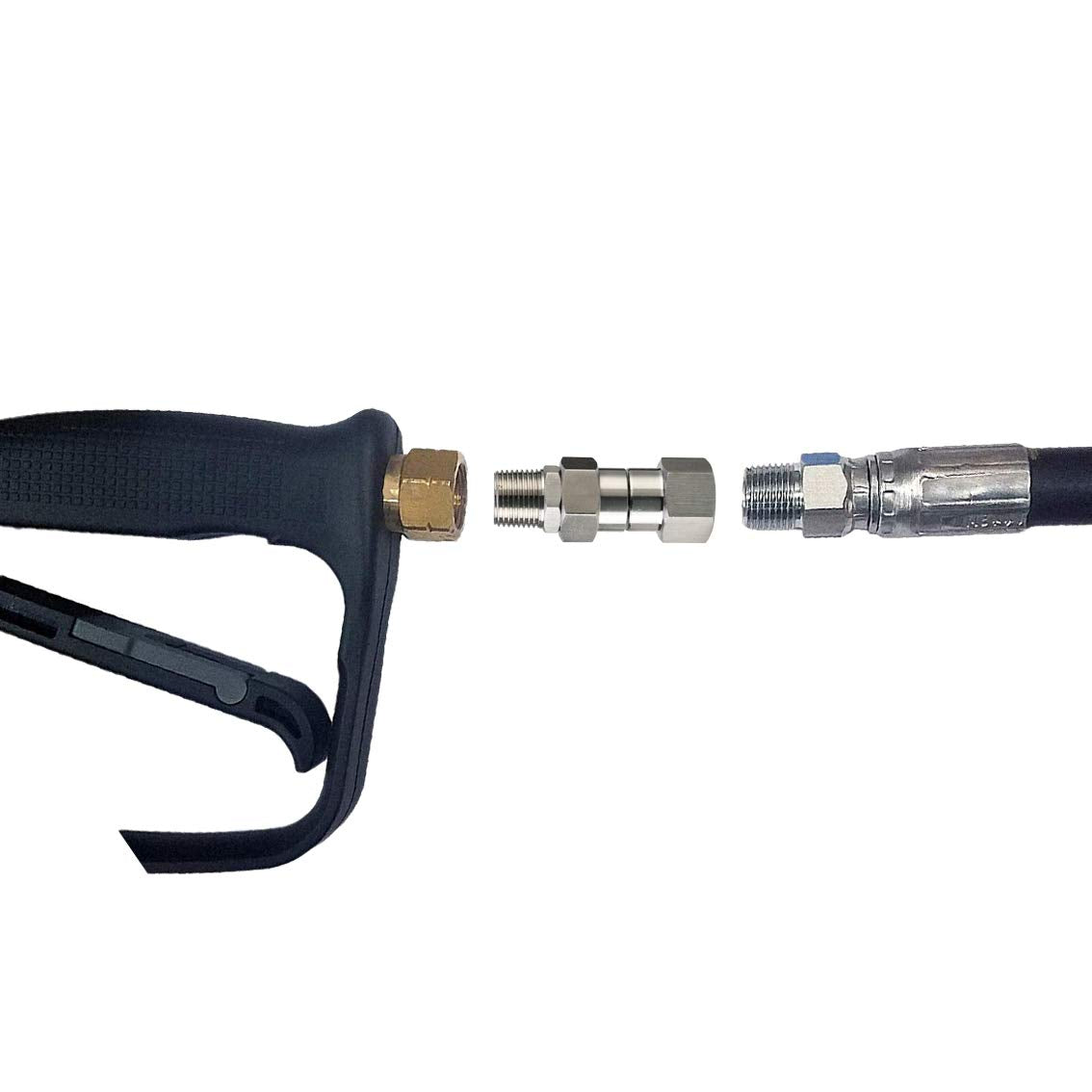 M MINGLE swivel connects hoses or hoses to guns for versatile setup