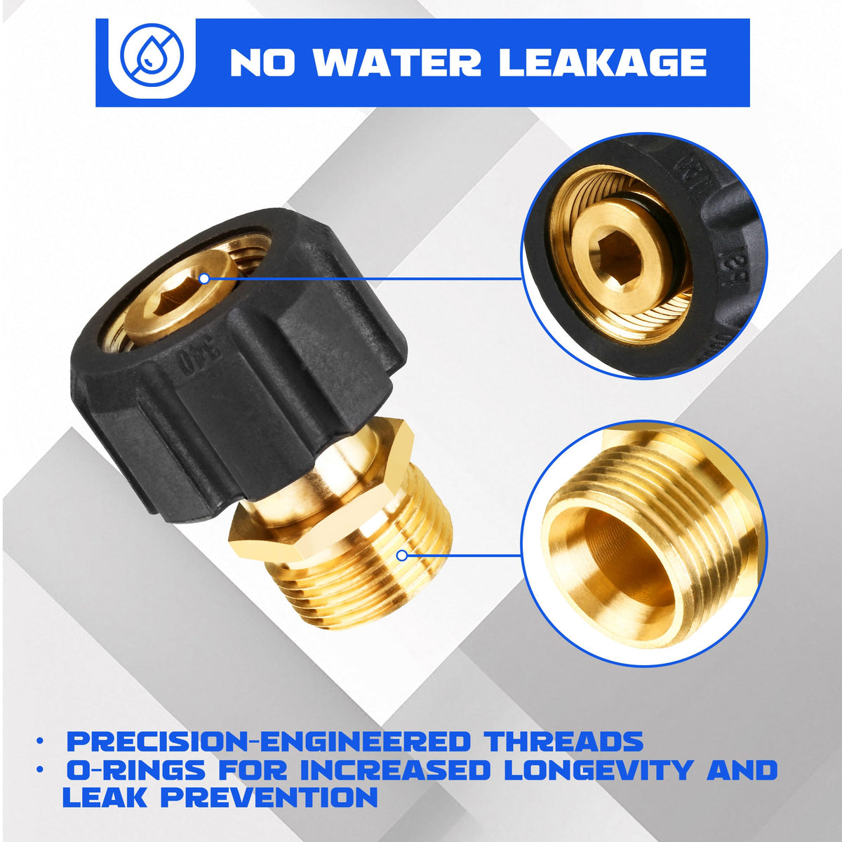 M MINGLE leak-free connection demonstrated with tool-free installation.