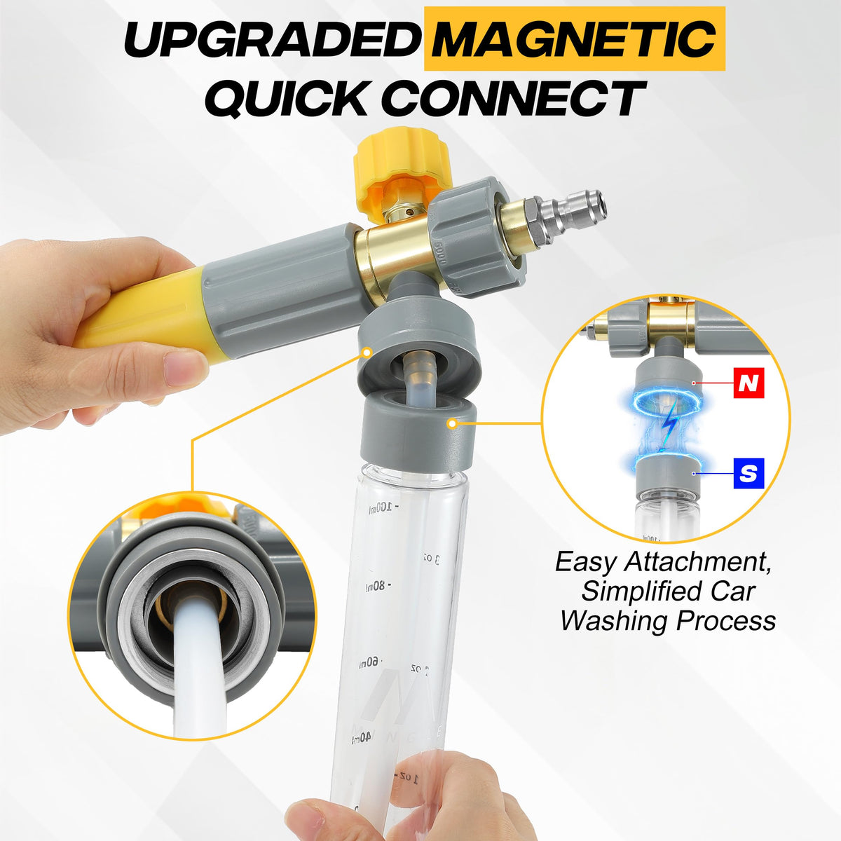 M MINGLE Mini Foam Cannon undiluted foam delivers rich, dense lather for effective cleaning.