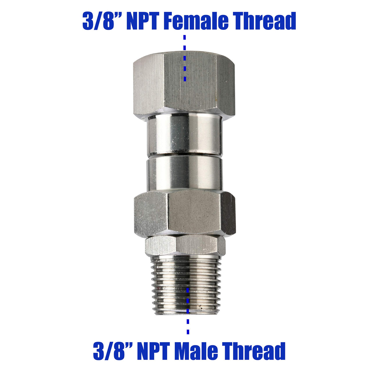 M MINGLE swivel enables 360-degree rotation to reduce hose strain