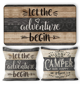 M-Qizi camper decor doormat 17x30 with non-slip surface welcomes guests at the RV entry
