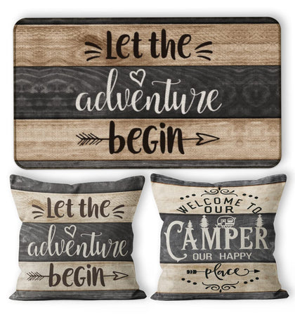 M-Qizi camper decor doormat 17x30 with non-slip surface welcomes guests at the RV entry