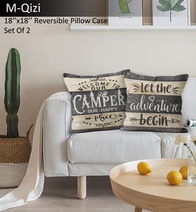 M-Qizi camper decor pillow cover 18x18 with hidden zipper for easy insert