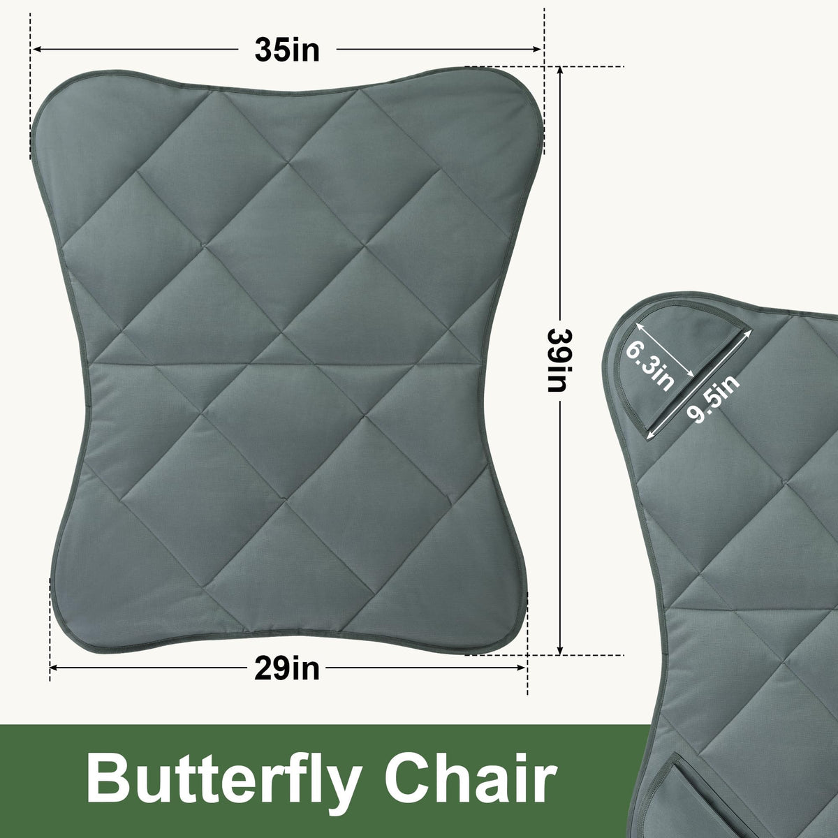 MABOZOO butterfly chair cover side view shows thick padding for comfort.