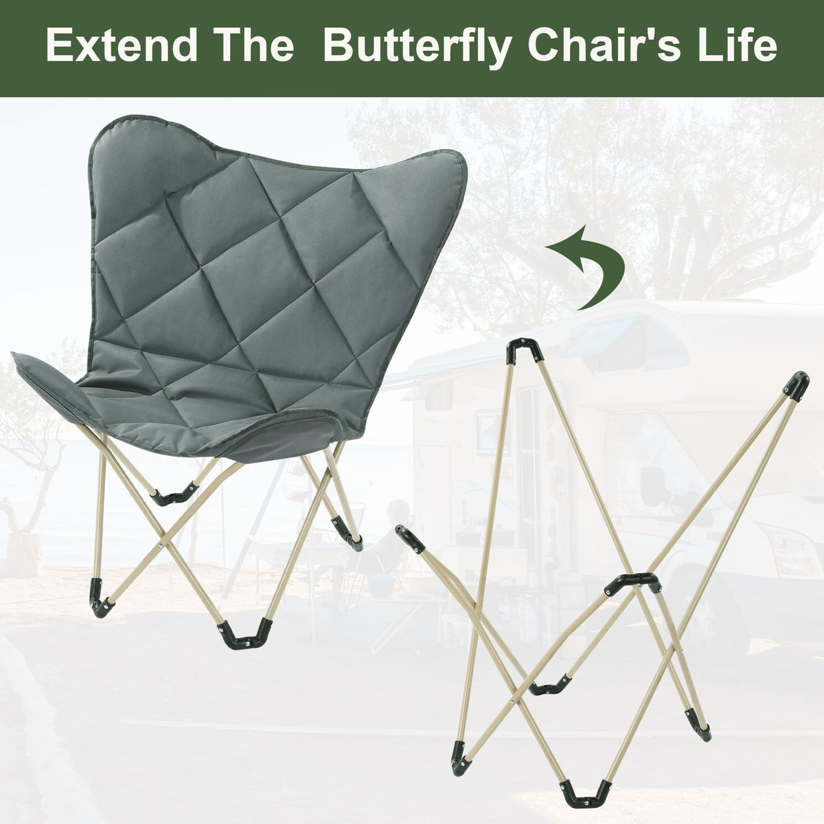 MABOZOO butterfly chair cover waterproof fabric closeup reveals coated exterior.