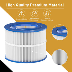 Macaberry PBF40M filter side view highlights reinforced end caps for chemical resilience.