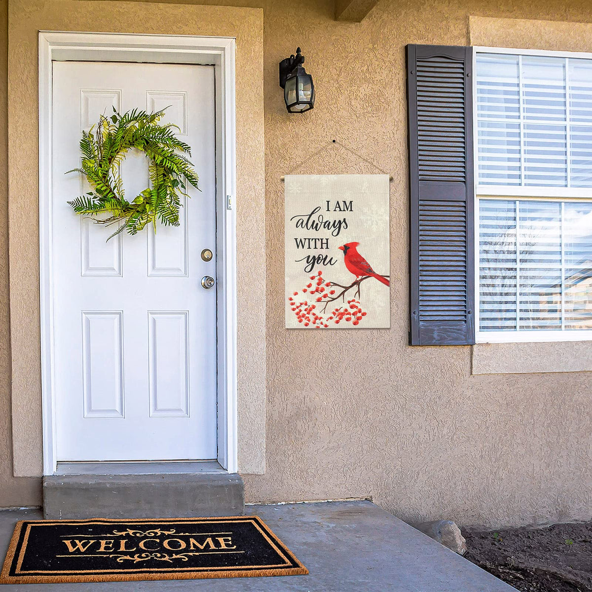 Macarrie garden flag display, perfect for porch, lawn, and outdoor décor.