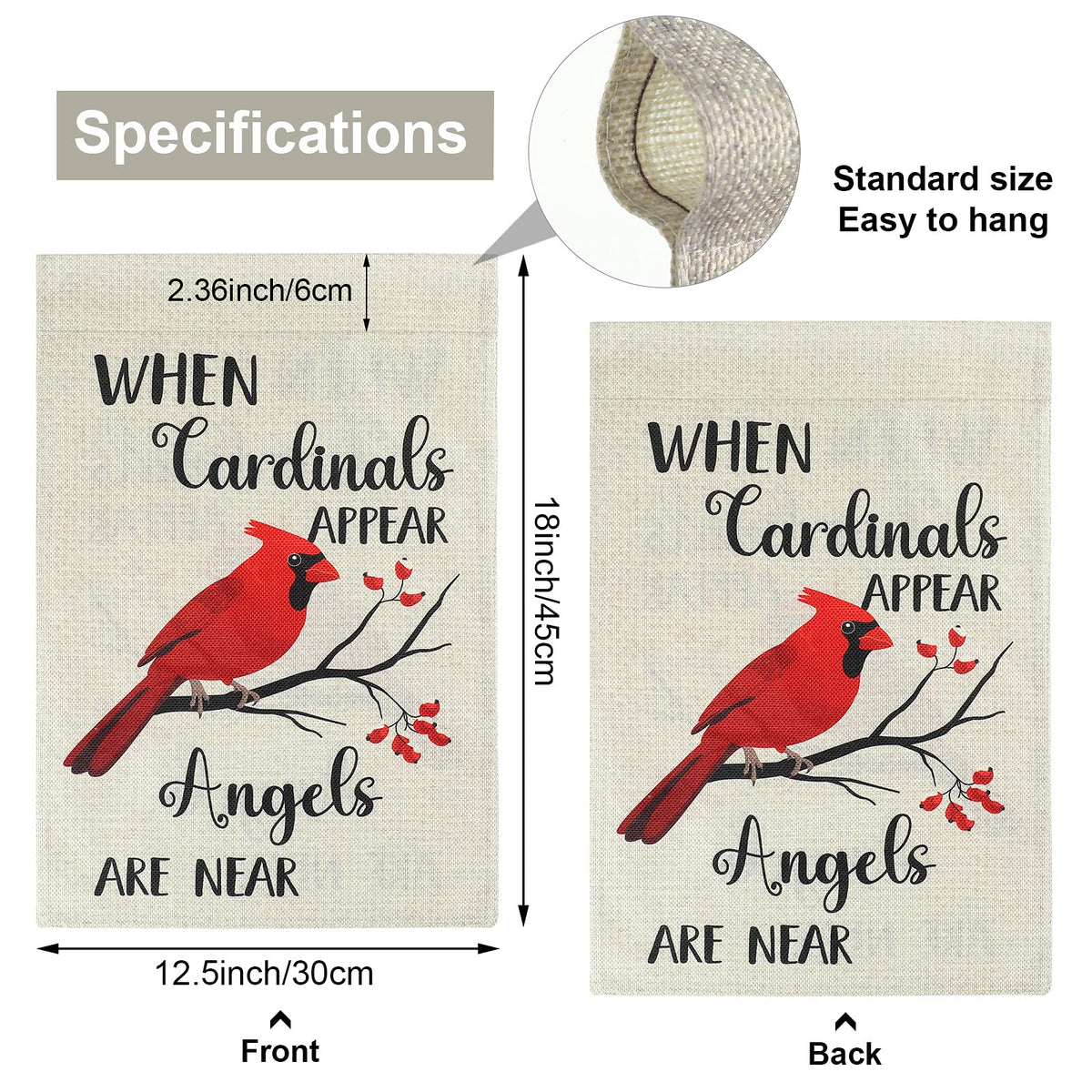 Macarrie cardinal memorial flag, I am always with you, ideal for grave or yard tribute.