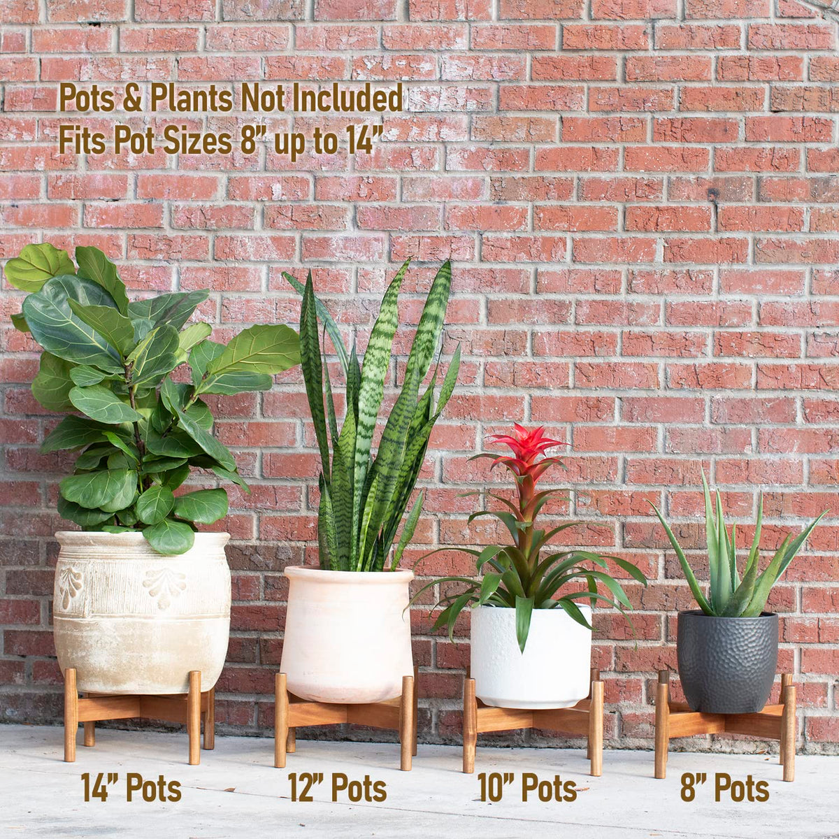 8-14 inch pot compatibility to mix with different planters.