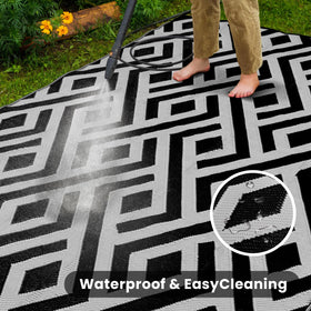 Macgace outdoor rug protects floors while adding a pop of color.