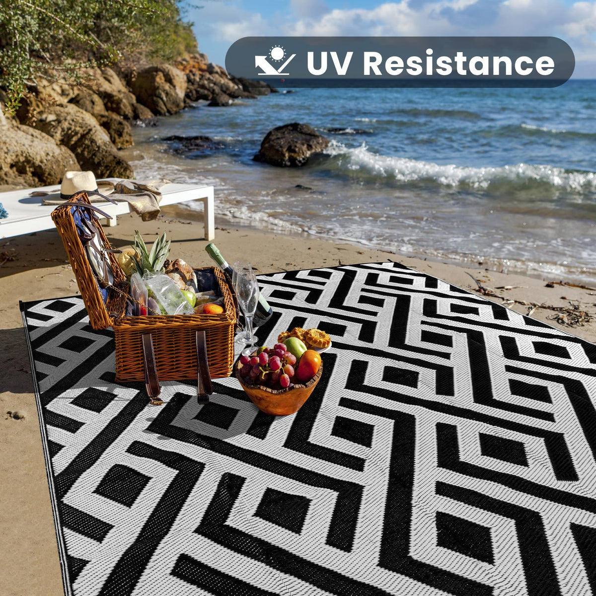 Macgace reversible picnic mat with front and back colors for quick style changes.