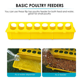 Plastic poultry feeder by MACGOAL, no-waste design reduces spills.