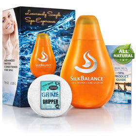 Macke SilkBalance 76oz bottle pouring for silky spa water conditioning