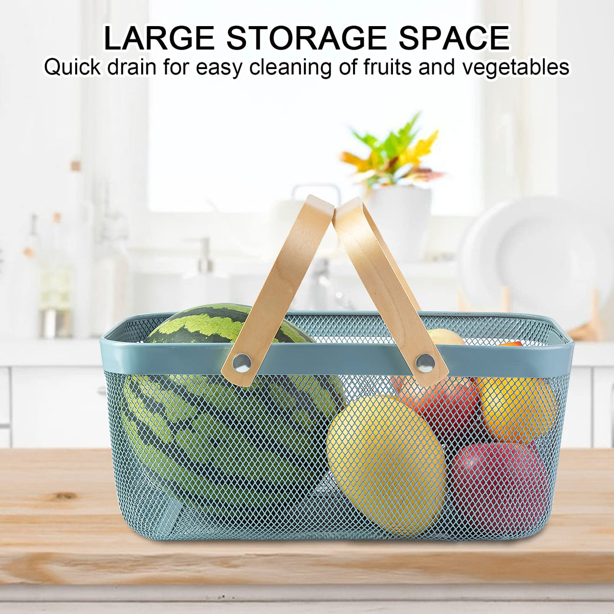 MACOIOR mesh basket with handle close-up showing breathability