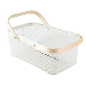 MACOIOR portable garden harvest basket with bamboo handle for outdoor use