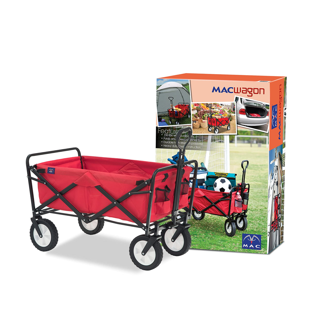 MacSports 150 lb capacity wagon in action, carrying gear to a park or event.