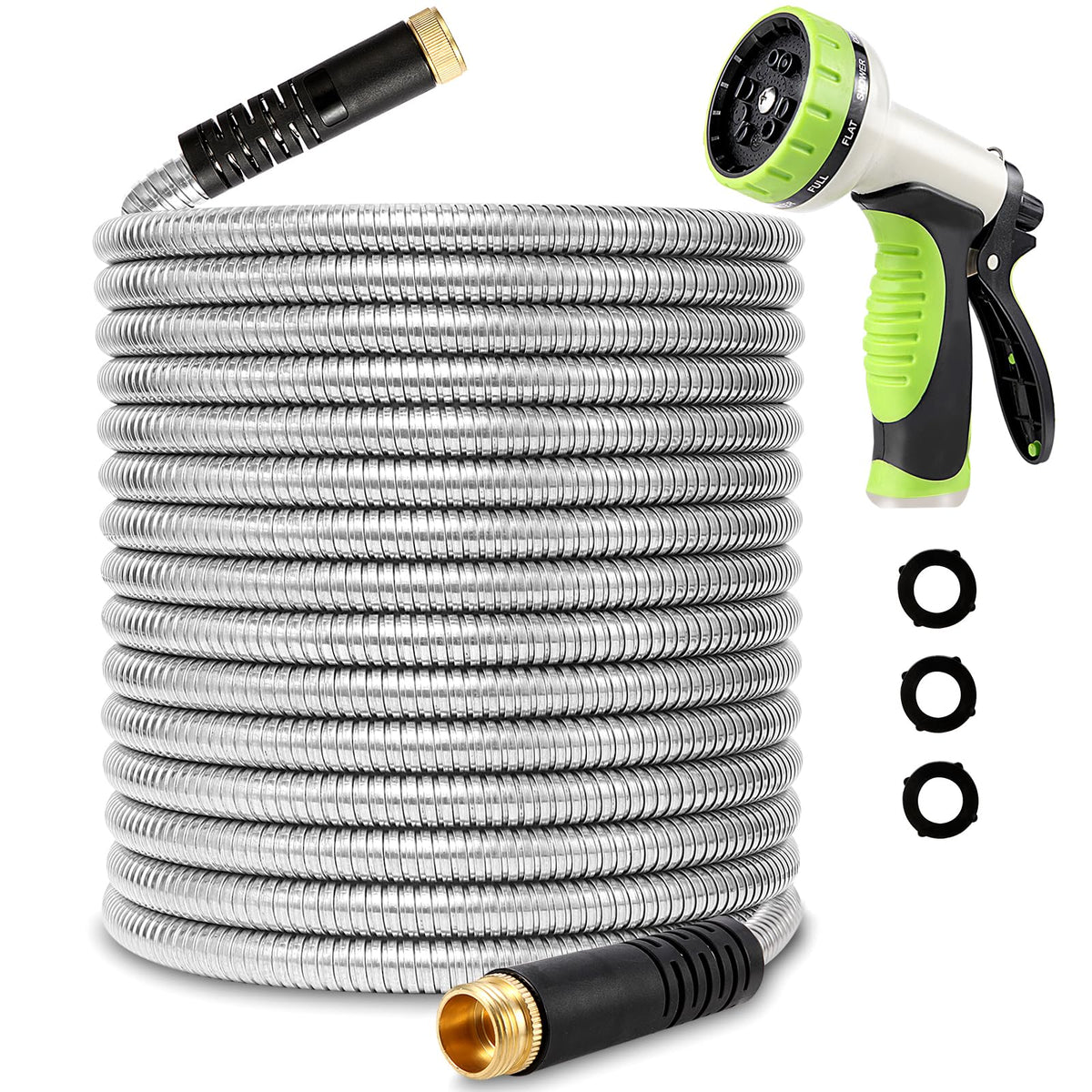 Macuvan heavy-duty 304 stainless steel hose for rust resistance and long outdoor use.