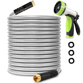 Macuvan heavy-duty 304 stainless steel hose for rust resistance and long outdoor use.