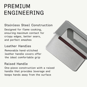 Made In grill press raised handle for safer leverage during grilling