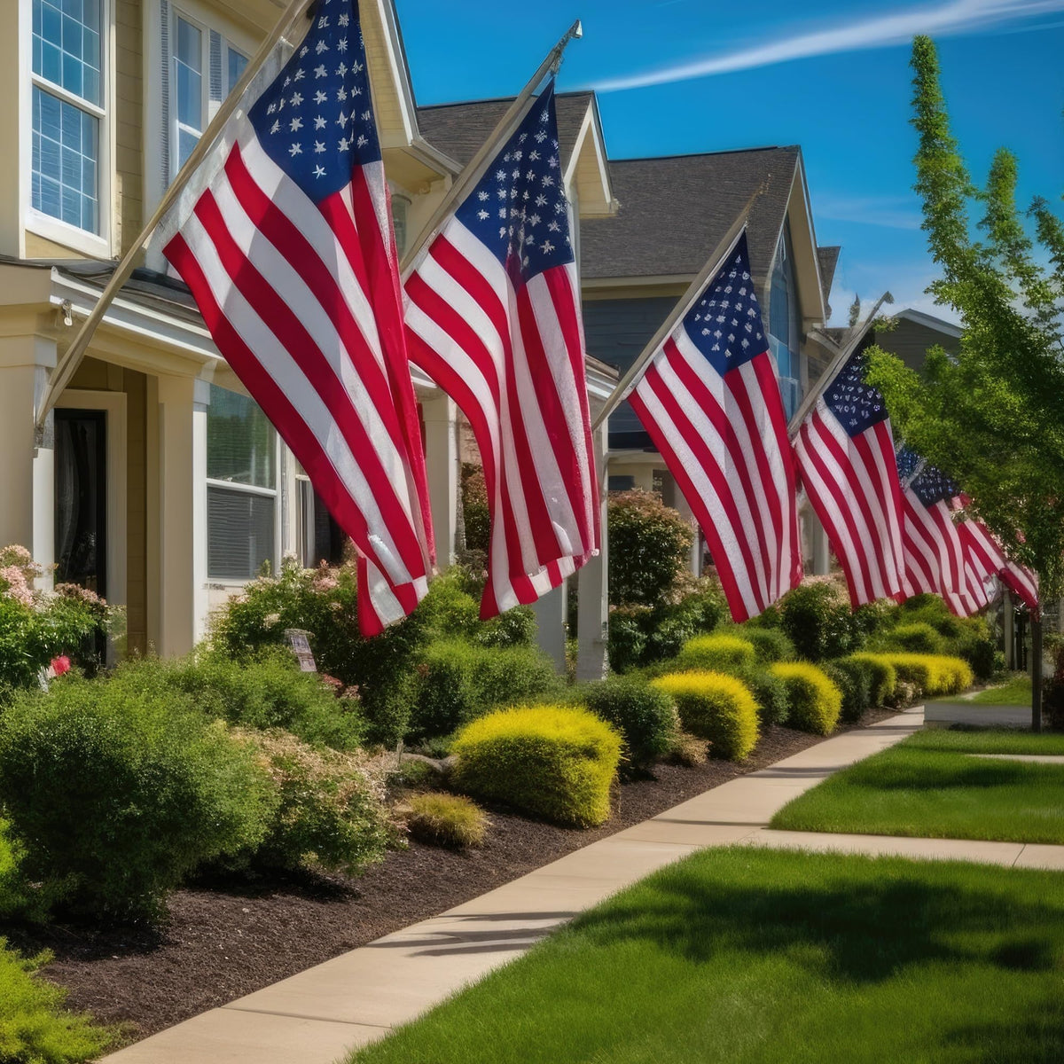 Made in USA Flags Co ideal for porch, lawn, and civic display.