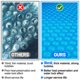 MADHOLLY 16mil bubble solar blanket highlights heavy-duty insulation.