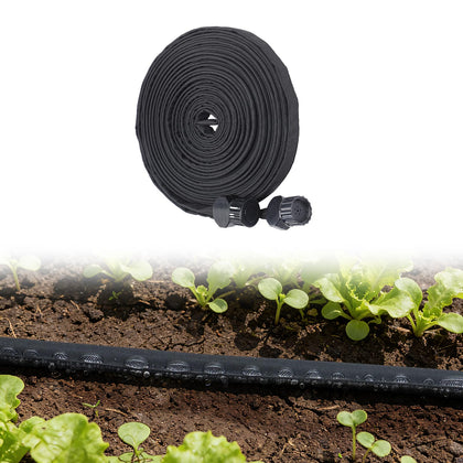 MADHOLLY double-layer soaker hose laid out in a garden bed for even irrigation