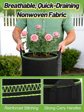 MADHOLLY five-gallon fabric grow bags with handles for easy transport