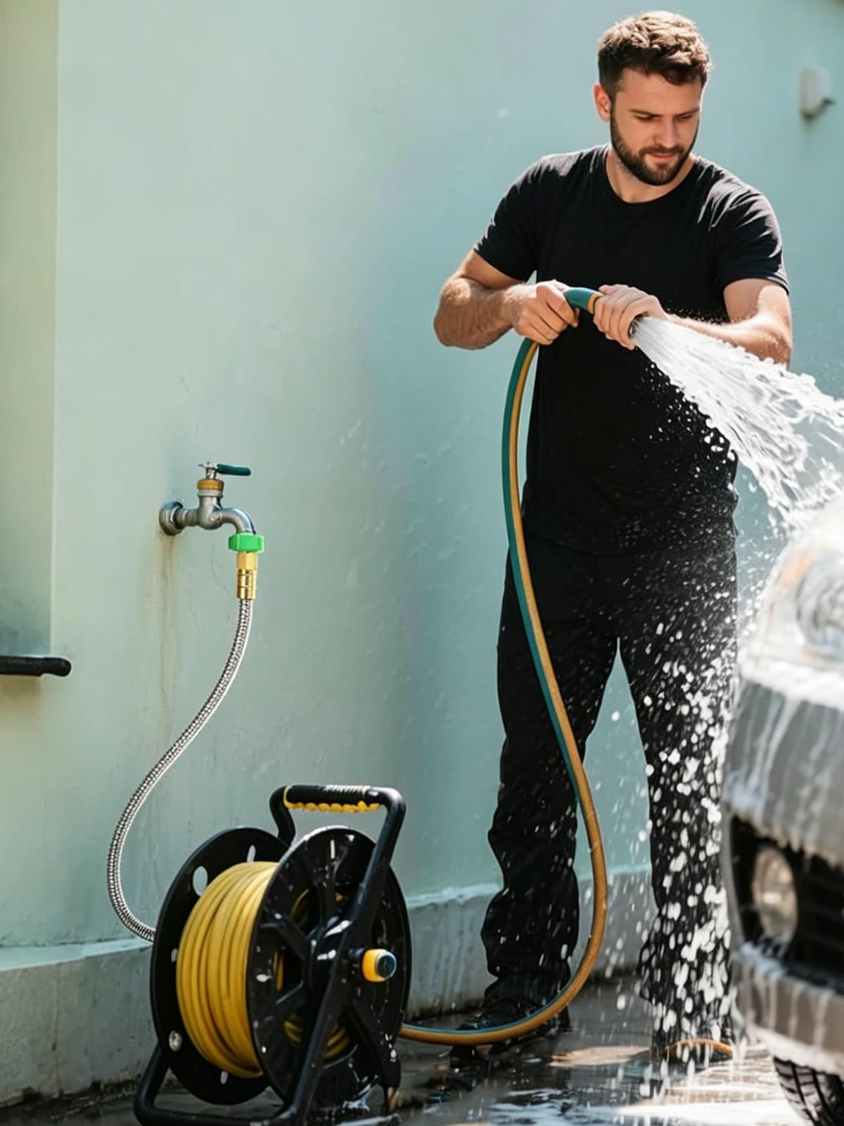 MADHOLLY leader hose showing weather resistance in outdoor setting