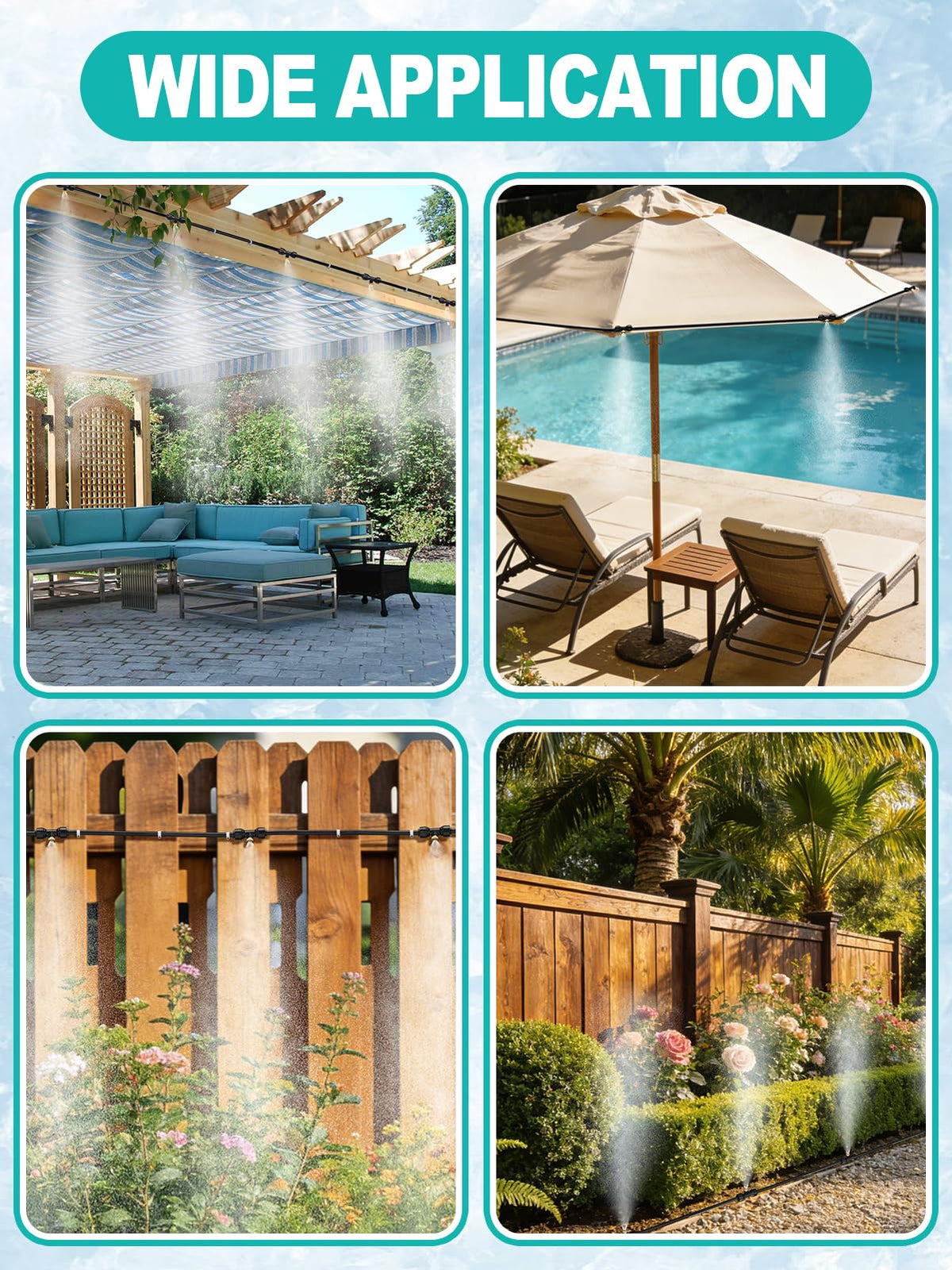 MADHOLLY outdoor cooling setup uses household pressure for patios and gardens
