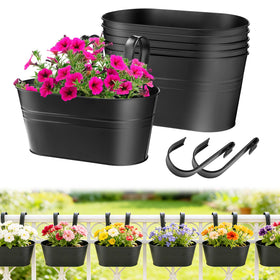MADHOLLY railing planter 6pc set on rail, durable design for balcony greenery.