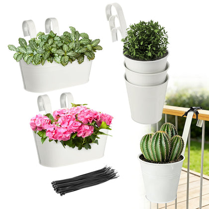 MADHOLLY oval bucket railing planter with drainage for deep-rooted herbs