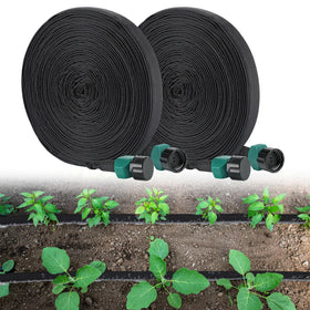 MADHOLLY Soaker Hose 100ft unrolled in garden for even watering