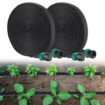 MADHOLLY Soaker Hose 100ft unrolled in garden for even watering