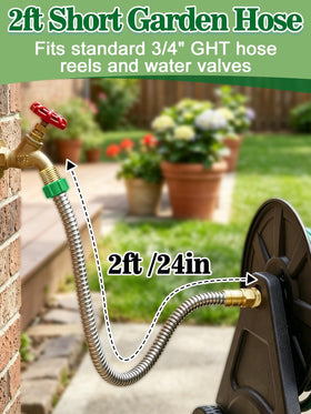 MADHOLLY stainless steel leader hose resists rust and sun damage.