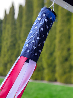 Madrona Brands windsock with 50 embroidered stars.