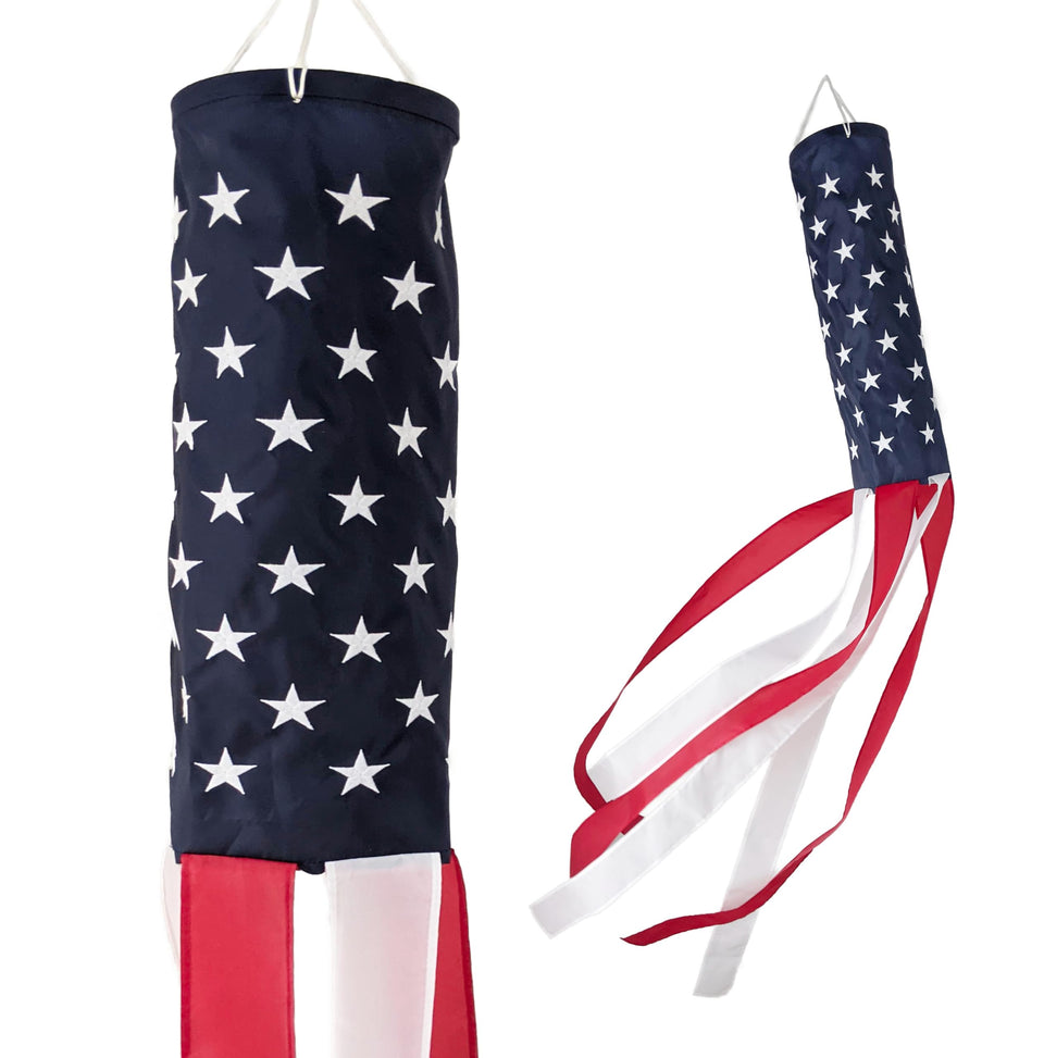 Madrona Brands American Patriotic Windsock, 40-inch length for outdoor display.