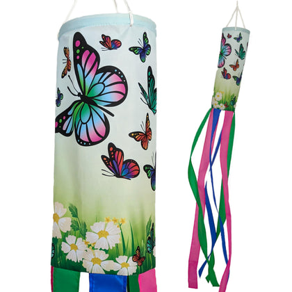 Madrona Brands butterfly windsock with dancing tails for outdoor decor.