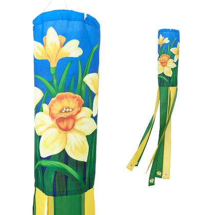 Madrona Brands daffodil windsock 48-inch display for outdoor color and movement