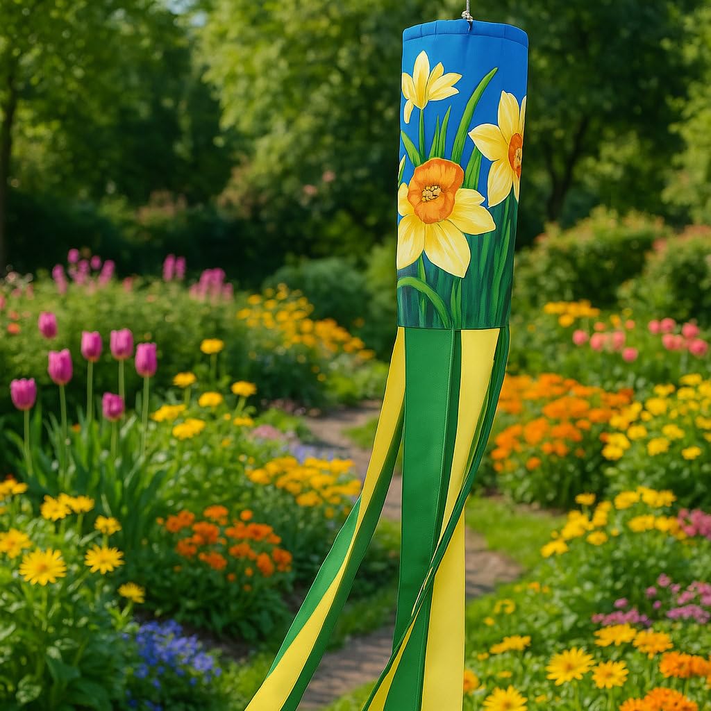 Six-tailed windsock design showing playful motion in the breeze
