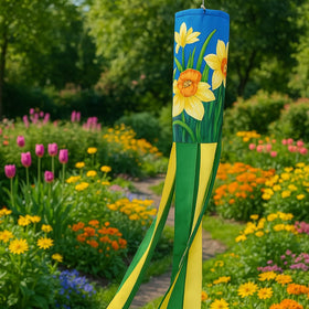 Six-tailed windsock design showing playful motion in the breeze