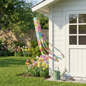 Madrona Brands Spring Flowers Windsock displays lively blooms for garden decor.