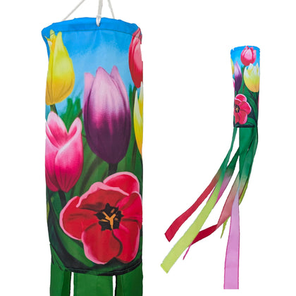 Madrona Brands Spring Tulip Windsock with vibrant flower design for outdoor charm